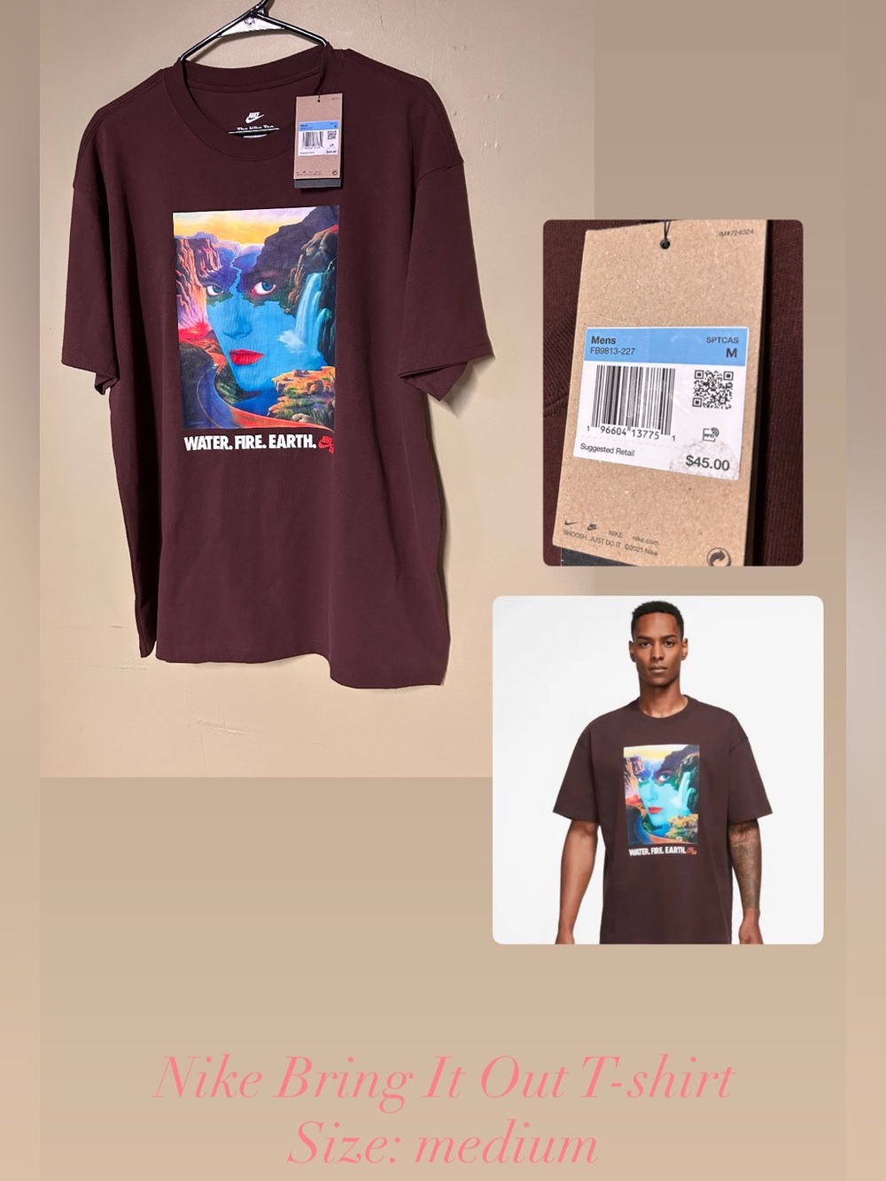 Nike Men’s Bring It Out Graphic Tee - brown  with Multicolor Print